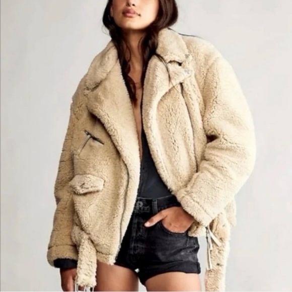 Free People Sherpa Fluffy Moto Jacket - Picture 2 of 11